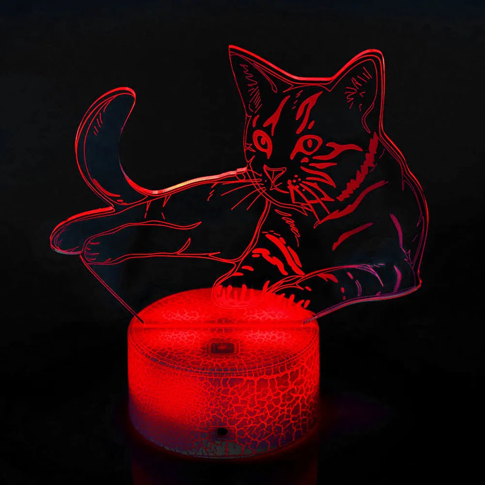 3D кошка Рождественская елка ночник пульт дистанционного управления RGB