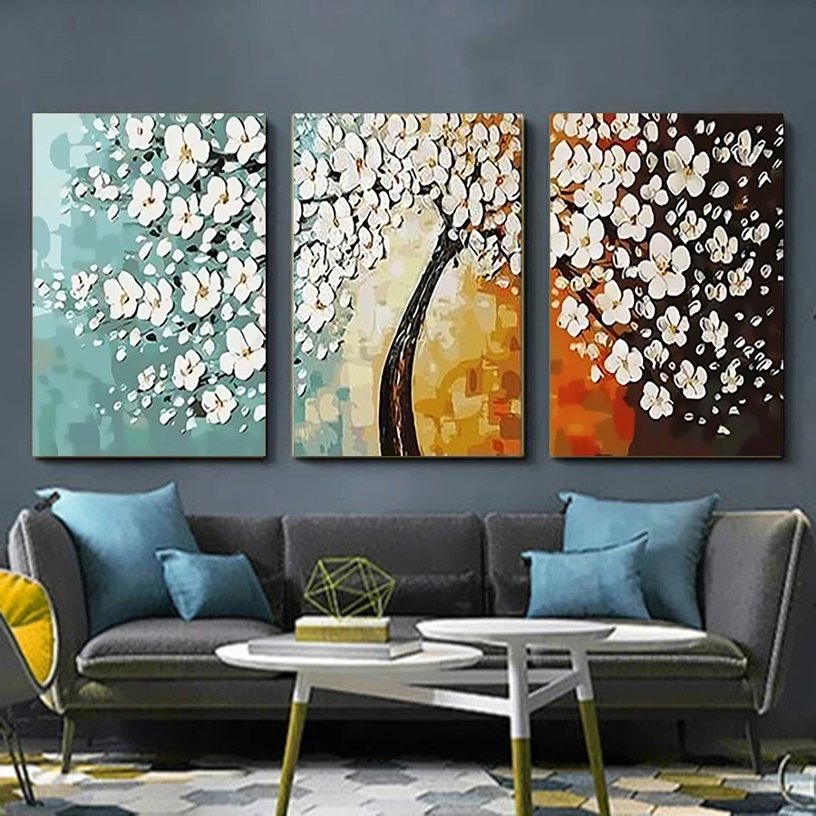 

40x50cm/3Pcs DIY Painting By Numbers Plum tree Decoration Gift DIY Art Paint By Numbers Acrylic Painting Hand Painted