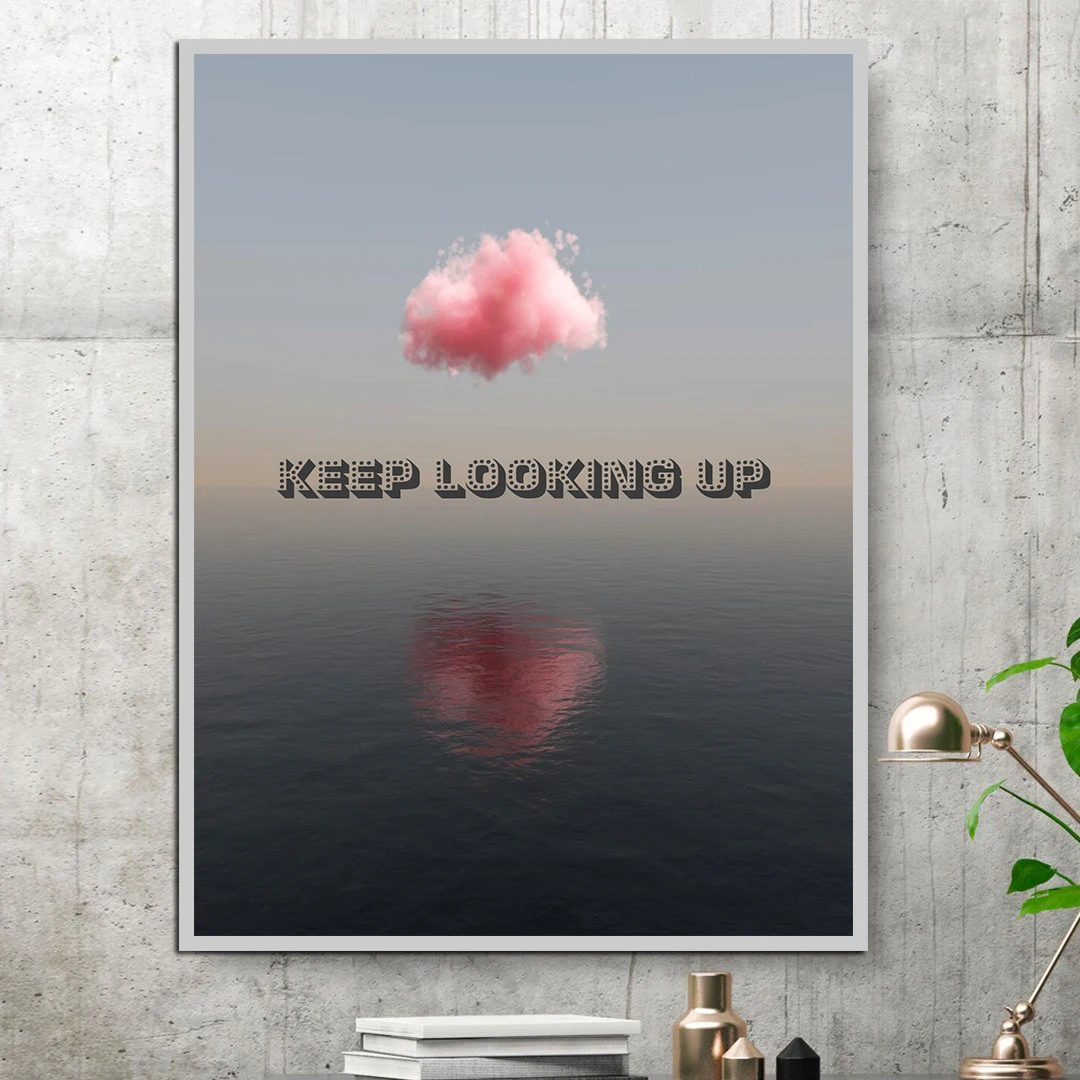 Мотивирующий плакат с надписью Keep Look Up Скандинавская Настенная картина на холсте