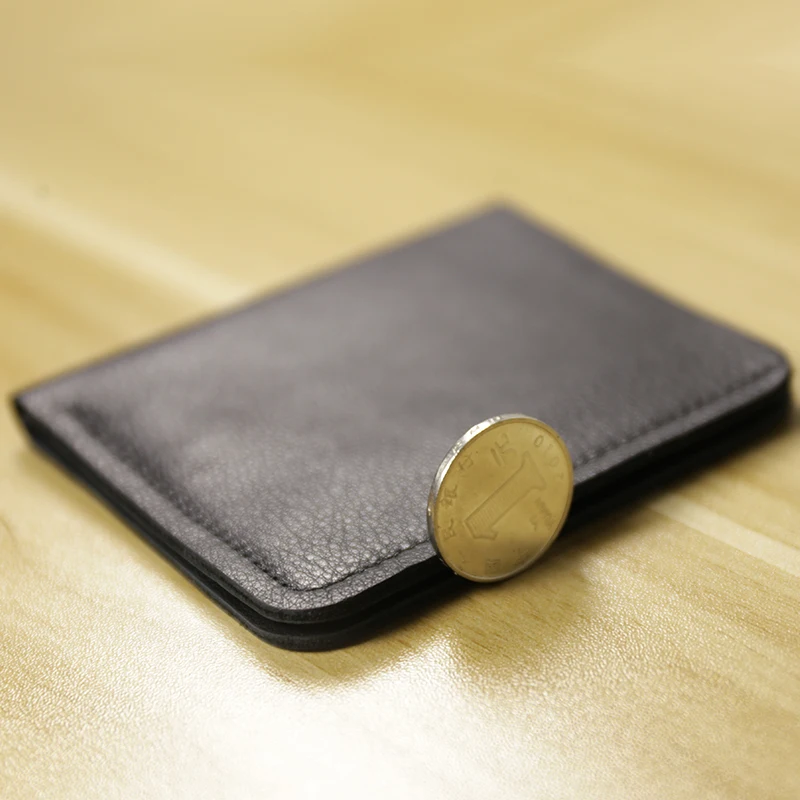 Men's short ultra-thin mini wallet men's genuine leather clip young men's vertical wallet soft black brown leather bag
