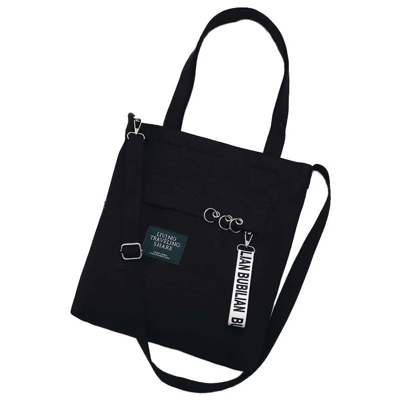 Женские холщовые сумки через плечо с буквенным принтом мягкие школьные на молнии