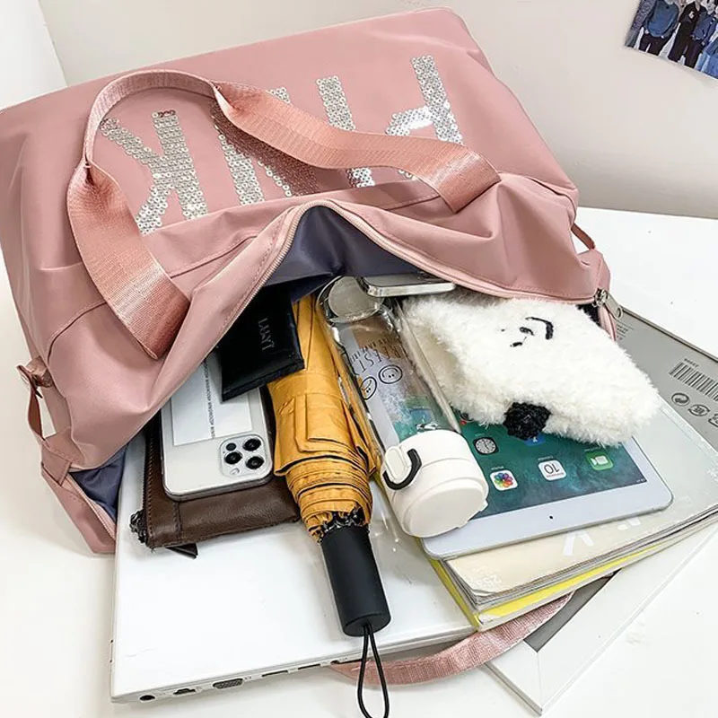 

Fitness Training PINK Bag Sequins Letter Outdoor Sports bag Package Yoga Handbag high capacity Sports designer Crossbag Tote Bag