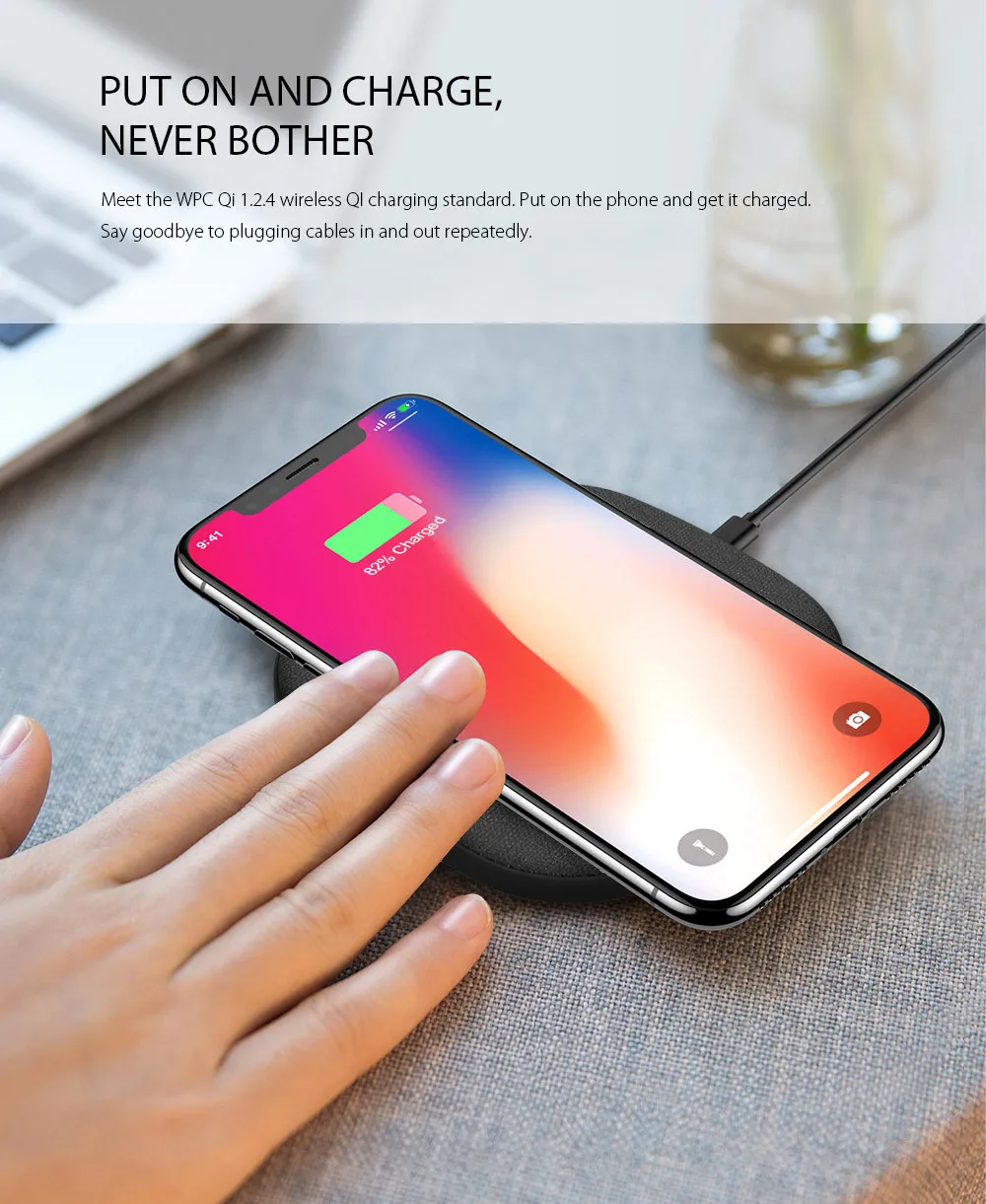 Беспроводное зарядное устройство Qi 10 Вт для iPhone Xs Max X 8 Plus быстрой зарядки Samsung Note 9