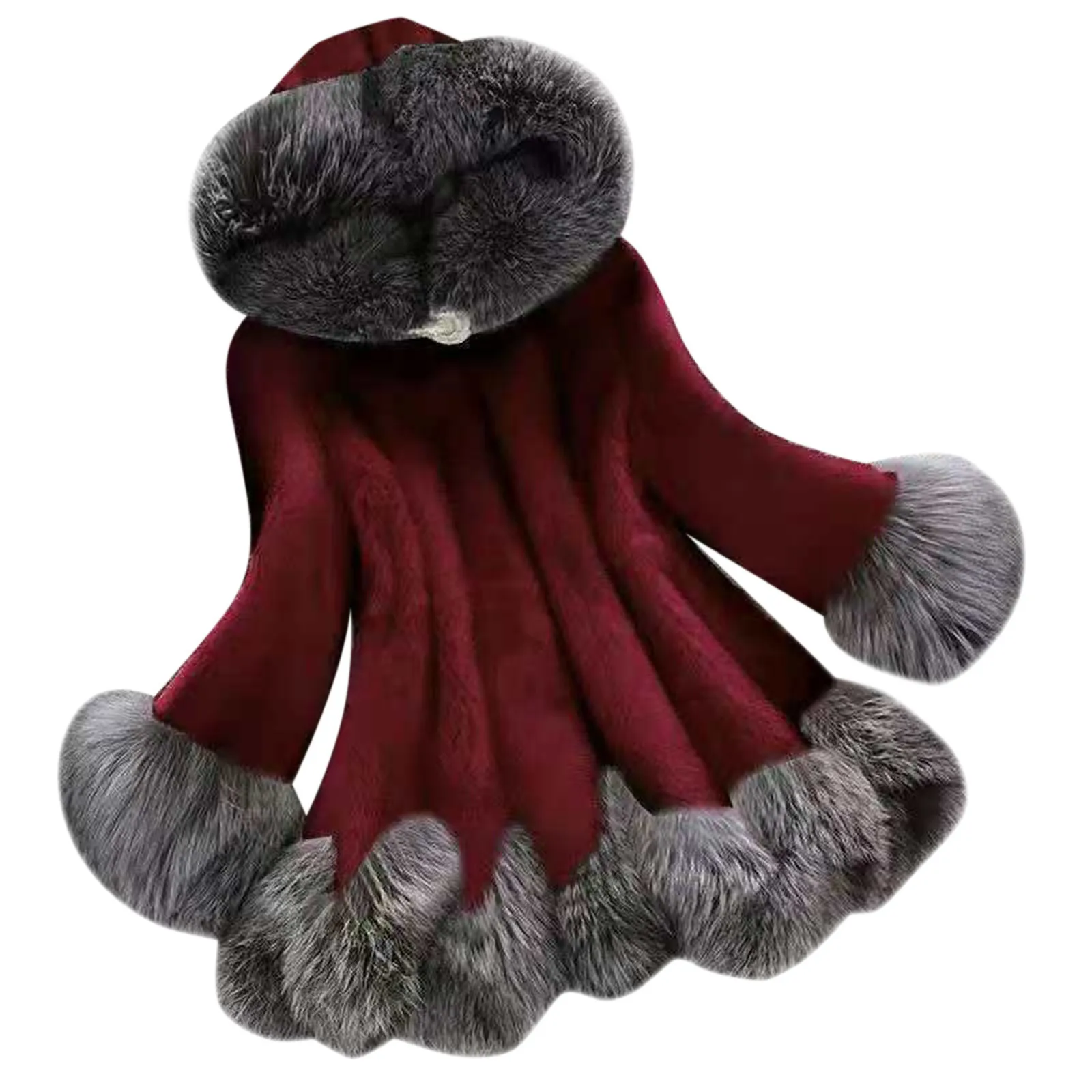 Chic Womens Faux Fur Coat Winter Thicken Warm Fur collar Long Sleeve Elegant lady White Outerwear Long Fake Jacket  4xl