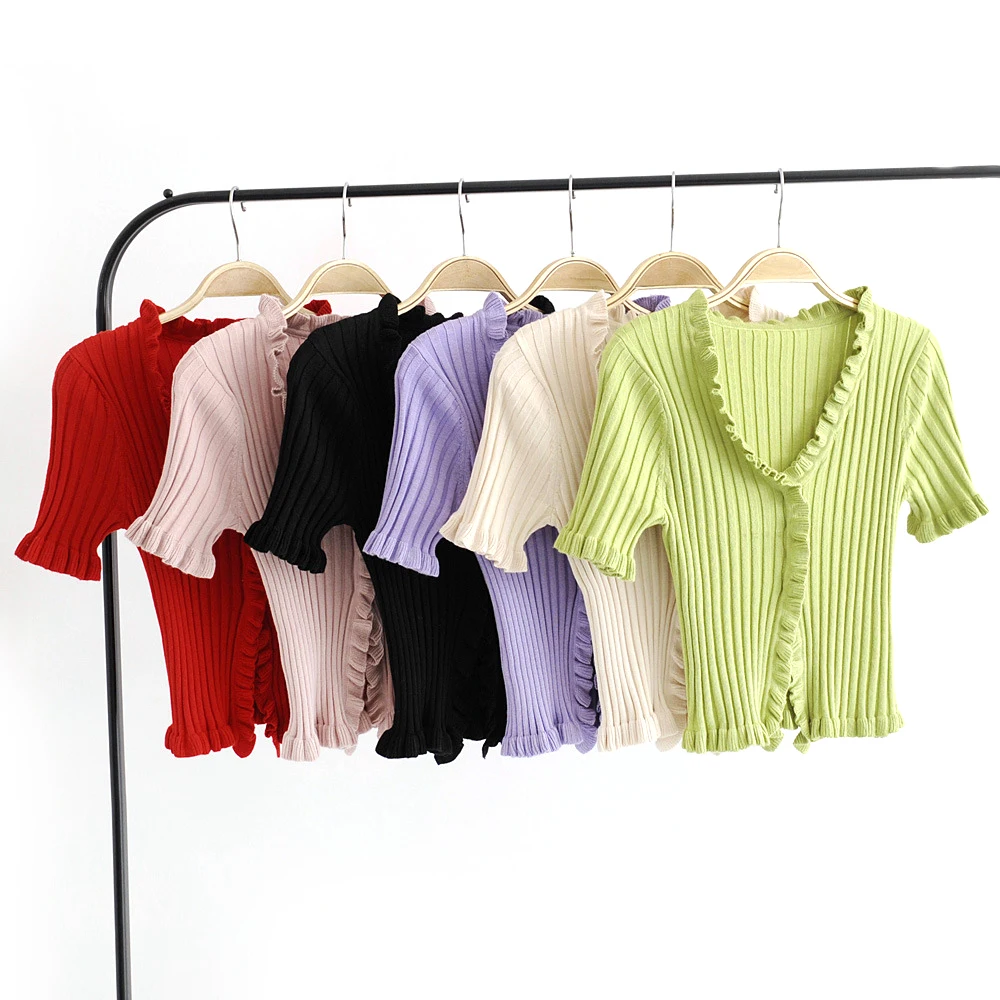 Летняя Осенняя Женская футболка Blusa Mujer с v образным вырезом трикотажная