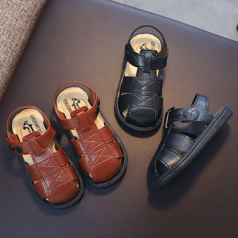 

Boys' Sandals Baotou Walking Soft Soled Beach Antiskid Children Flat Girls Slippers Platforms girls Slippers platforms