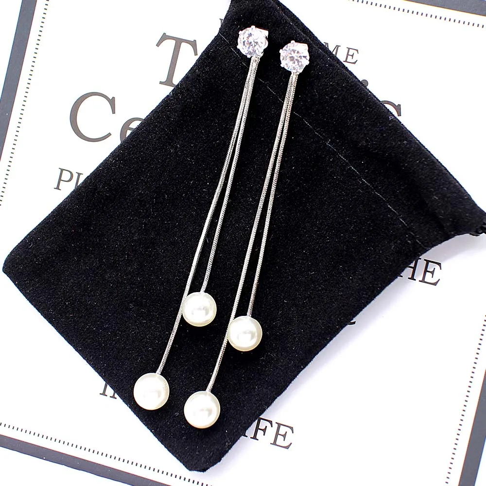 Модные длинные висячие серьги с кисточками и искусственным жемчугом для женщин