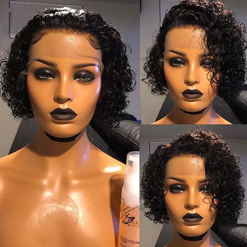 Парик с коротким затуплением и вырезом Фея 250% парик Бобом 13X6 вьющиеся парики из