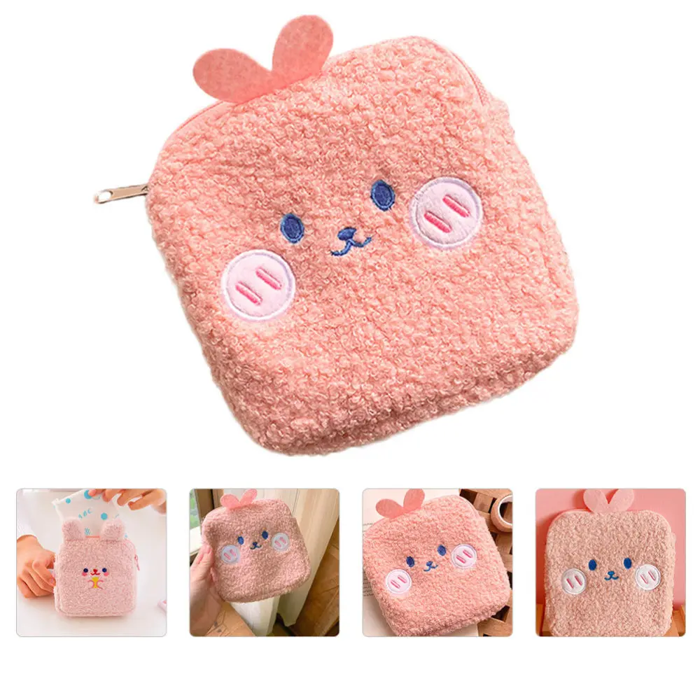 

1PC Lovely Creative Wash Bag Mini Menstrual Pad Bag Cartoon Storage Pouch )