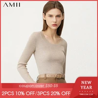 amii minimalism autumn womens sweater elegant oneck slim knitted tops winter clohtes casual pullover female sweaters 12140951