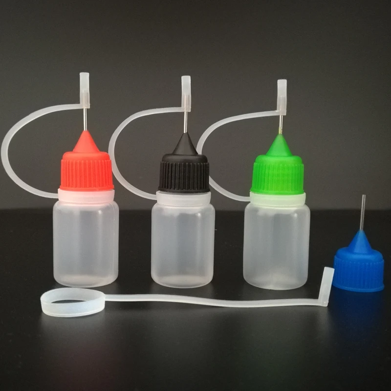 

5ml LDPE Needle Bottle Empty Plastic Dropper Vials With Screw Metal Needle Caps For E Liquid Nail Polish, 1000pcs/lot