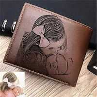 personalized wallet men high quality pu leather for him engraved wallets men short purse custom photo wallet fathers day gift