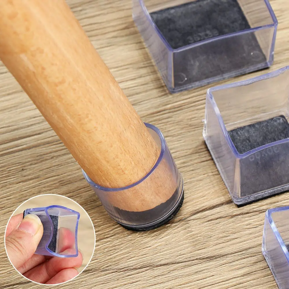

4Pcs Rubber Square Rectangle Floor Protector Pads Chair Leg Caps Table Foot Dust Cover Socks Pipe Plugs Furniture Leveling Feet