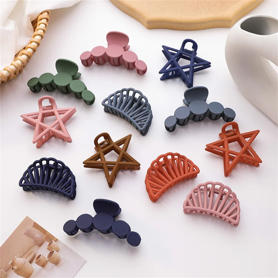 

Simple Style Hair Clips Women Girls Claw Clip Hair Claws Clamps Star Sector Arc Shape Hairpins Barrette Crab Hair Accessories