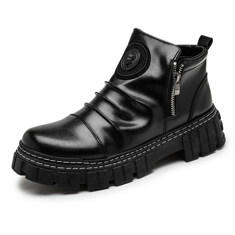 

Off-Bound Autumn Men Ankle Boots Tiger Tooling Desert Boots British Leather Martin Boots Men Zip Motorcycle Boots High-cut Shoes