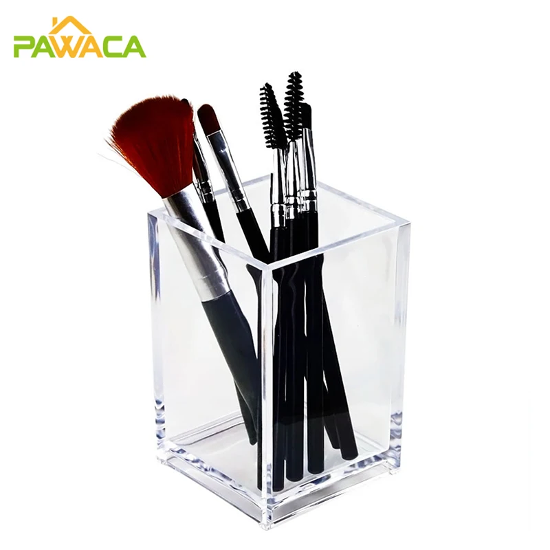 

Transparent Makeup Brush Holder Pen Storage Box Organizer for Cosmetics Solid Aesthetic Jewelry Container Home DeskBathroom Bag