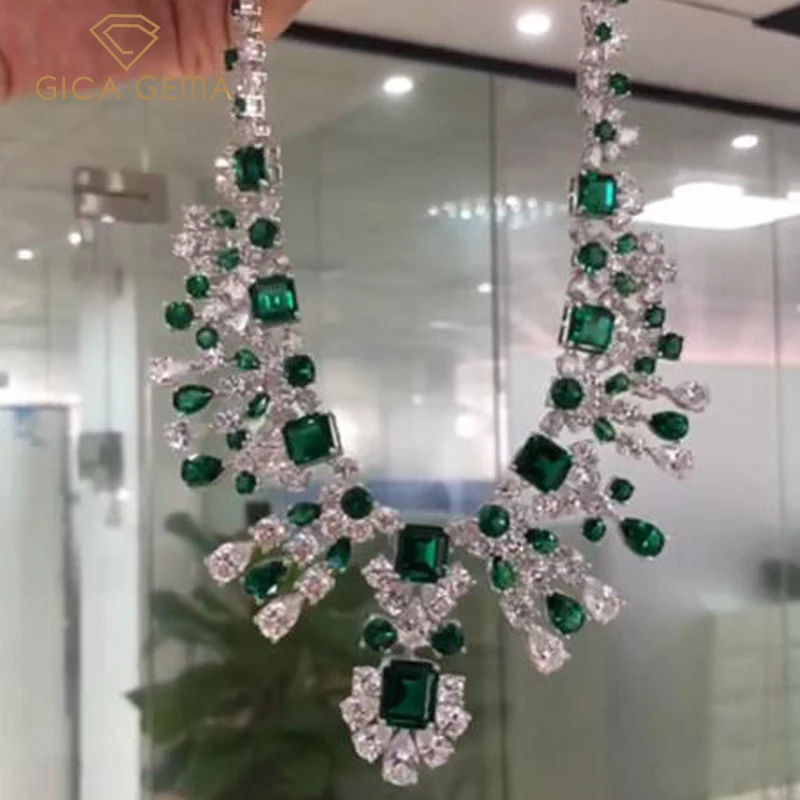 

GICA Luxury Full High Carbon Diamond Bridal Pendant Necklace Top Quality 100% 925 Sterling Silver Sparkling Party Fine Jewelry