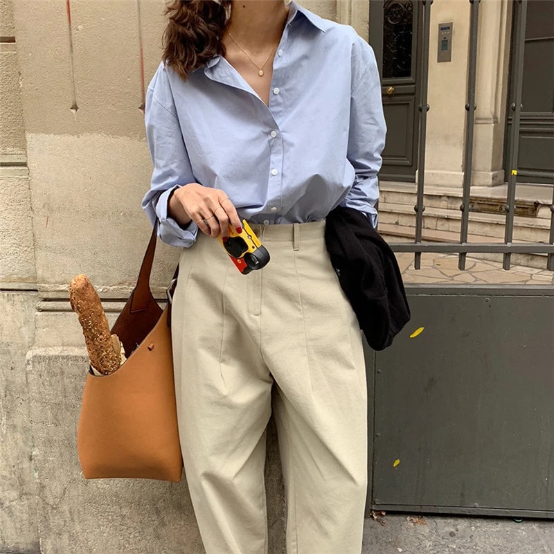 

Cotton Winter Pants women High Waist Harem Elegant Trousers Female Office Lady Autumn Ankle-Length Pants