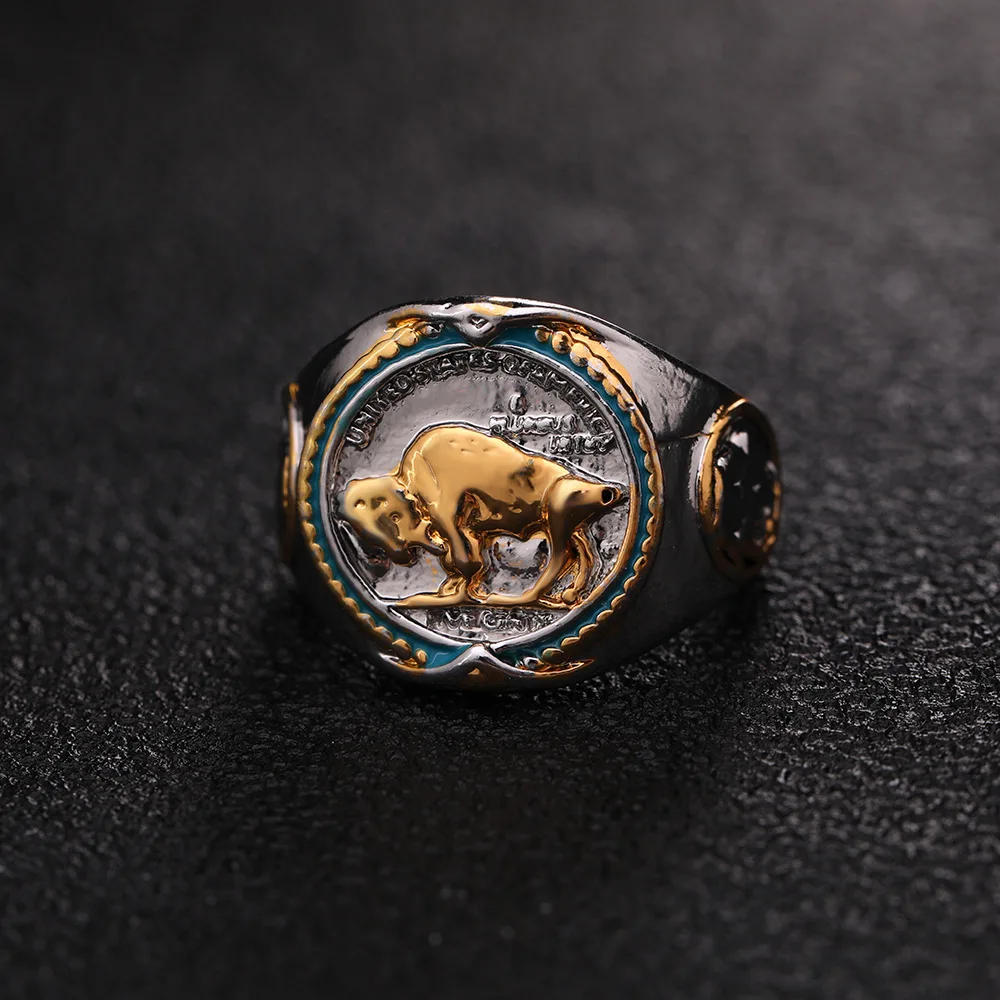 

Men's domineering retro luxury popular yak embossed birthday gift ring fashion party prom jewelry wholesale