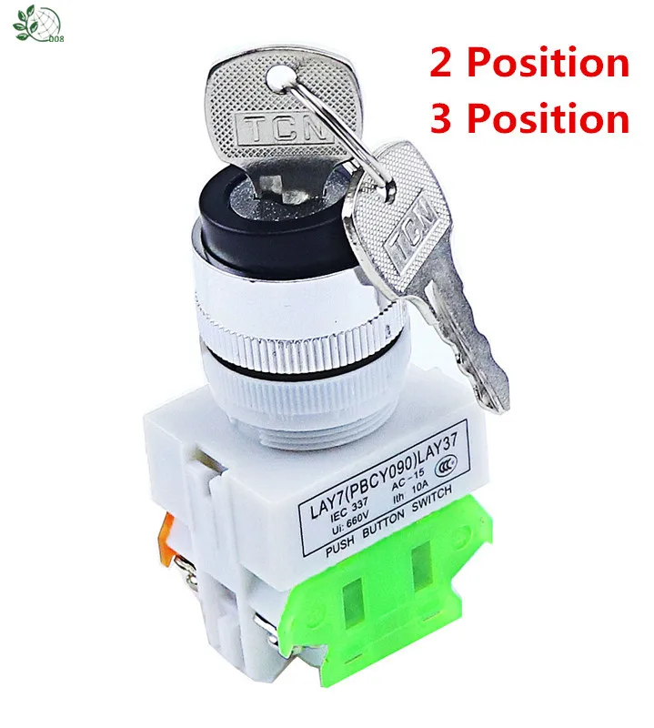 LAY37 AC 380V 10A DPST 2 позиционный 3 позиционный поворотный переключатель на замке с ключом 1 N/O 1 N/C
