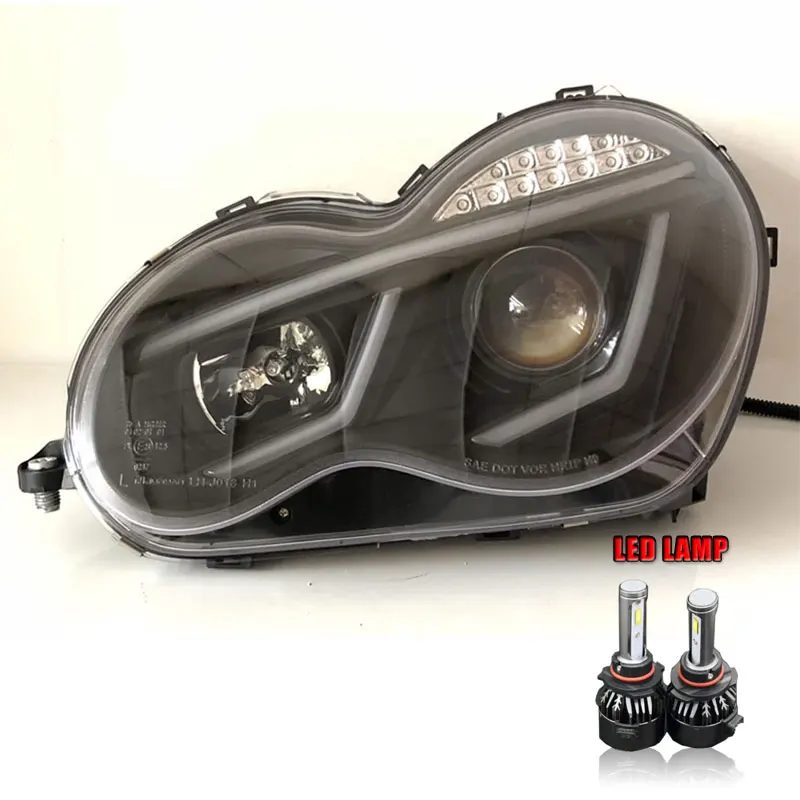 ALL LED 2 шт. светодиодный фонарь для Benz W203 01-07 Автомобильный светодиодный фонарь с двойными ксеноновыми линзами автомобильные аксессуары дневные ходовые огни противотуманные фары - Цвет: ALL LED