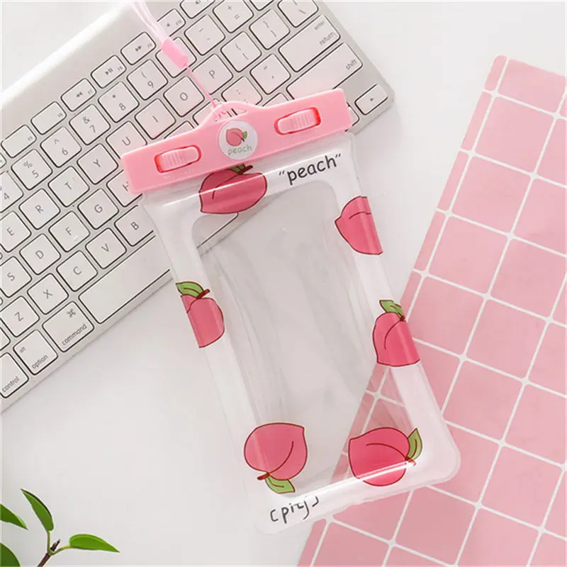white peach Фиолетовая 1 шт., женская сумка для путешествий, водонепроницаемая, для телефона, для монет, сумка для плавания, для телефона, сухая сумка, для лета, пляжа, чехол, водные развлечения, аксессуары для путешествий - Цвет: white peach
