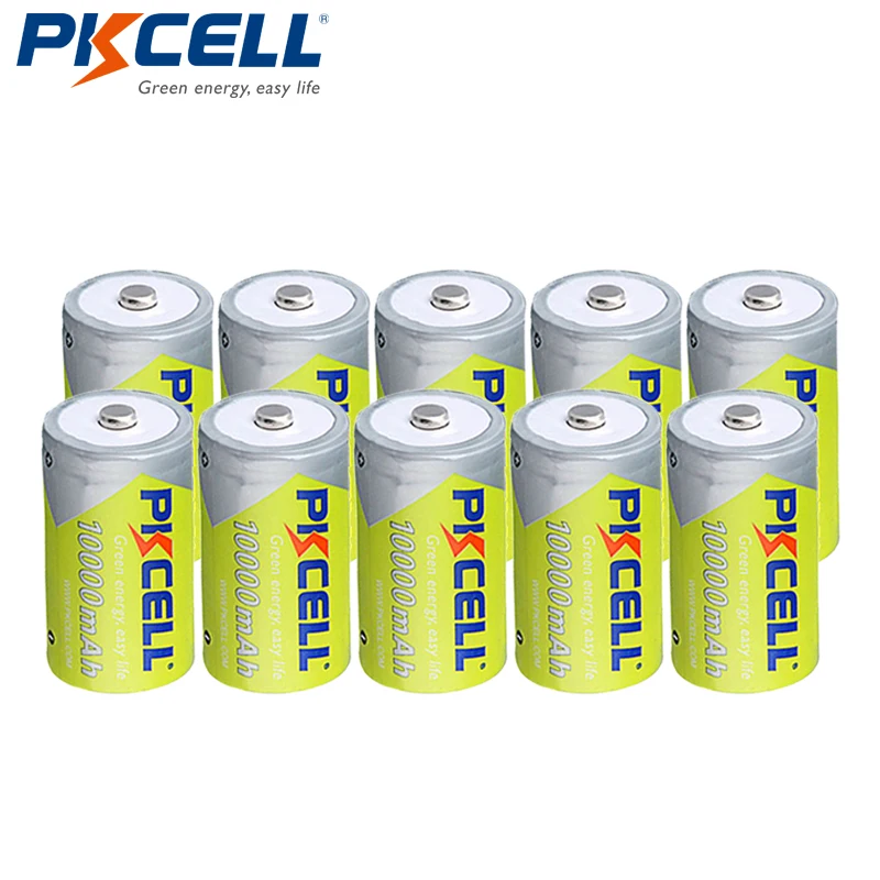 

10Pcs*PKCELL 1.2V 10000mAh Rechargeable Battery D Size Batteries