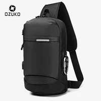 ozuko crossbody bags for men fashion messenger sling bag male waterproof short travel chest bag usb single shoulder strap pack