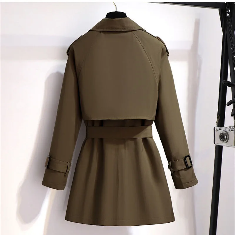 

New Spring Autumn Women Trench Coat Korean Casual Loose Ladies Windbreaker Long Section Belt British Style Overcoat 4XL Y525