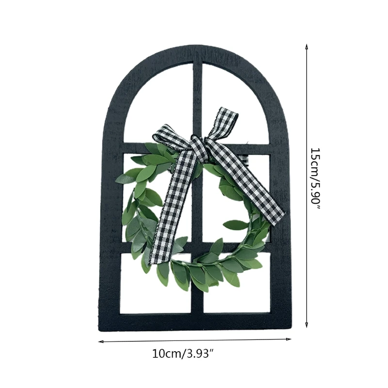 

Wooden Farmhouse Window Tiered Tray Decoration Rustic Cathedral Arch Window Sign Frame Shelf Spring Summer Stand Display