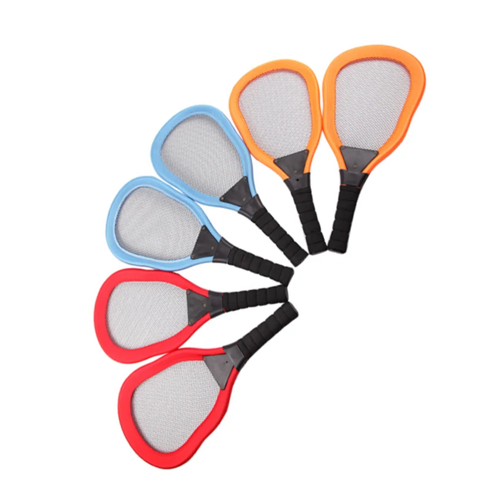 

5pcs Sports Children's Cloth Art Tennis Racket Badminton Beach Racket Kids Outdoor Supplies (Red 2pcs Racket + 1pc Badminton