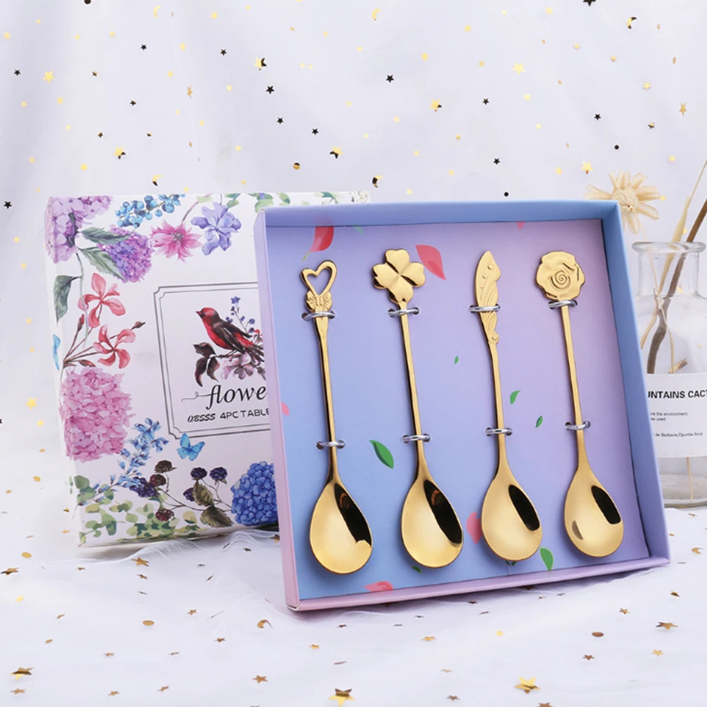 4 шт. 304 Нержавеющая сталь молока ложка для размешивания кофе Творческий Чай