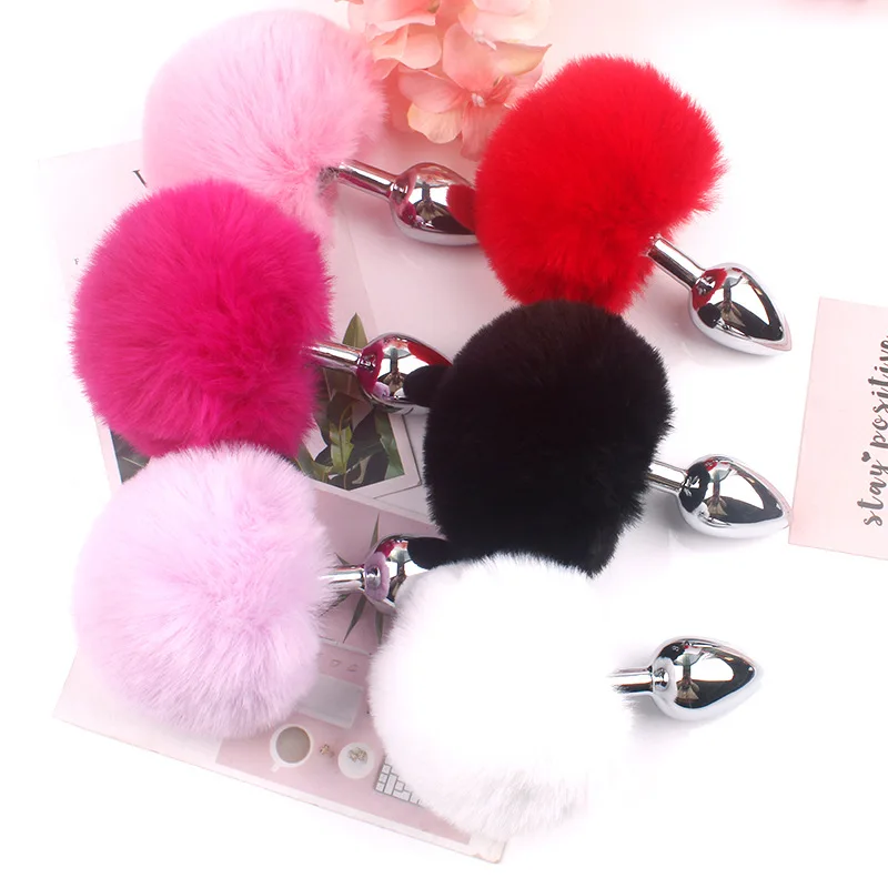 Анальная пробка из нержавеющей стали для ролевых игр кроличий хвост массажер