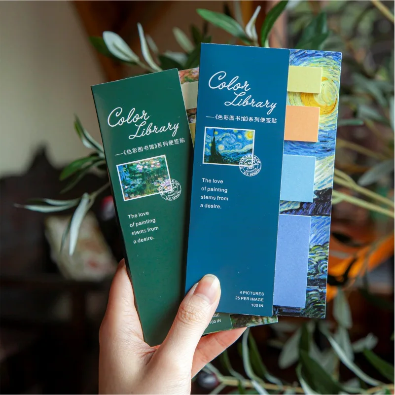 

100PCS/LOT The Classic Color Library Famous Paintings Theme Sticky Notes DIY Index Stickers Markers Label Stationery