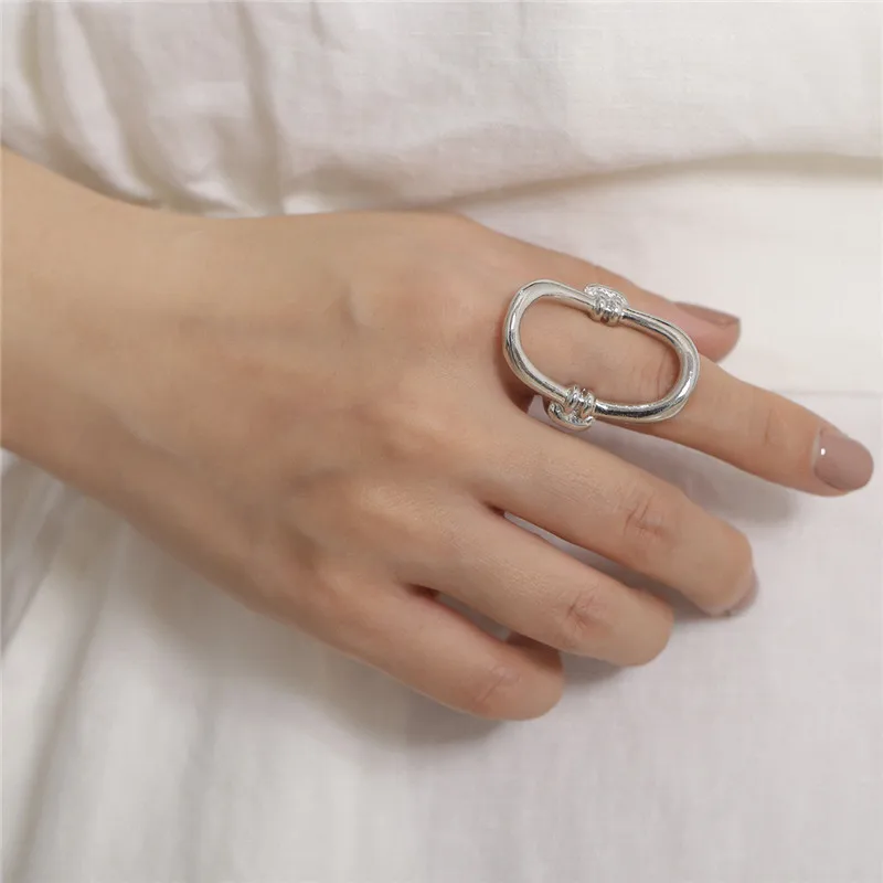 AE-CANFLY Minimalist Stylish Personality Geometric Rings for Female Punk Fashionable Metal Curved O Shaped | Украшения и
