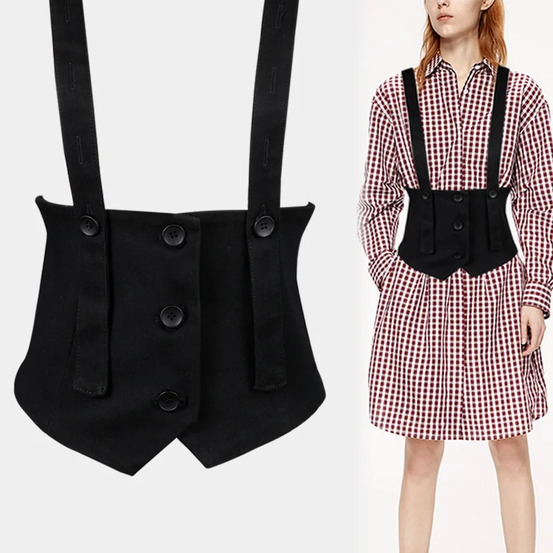 

Shirt Designer Wide Belt Women's Black Simple Joker Decoration with Closed Waist Outside The Suit Elastic Girdle Seal Female