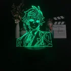 Ночник с 3D иллюзией Zhongli, фигурка ночного освещения, светодиодный Аниме настольный светильник, Bluetooth динамик Genshin Impact, детская игрушка, подарок на день рождения