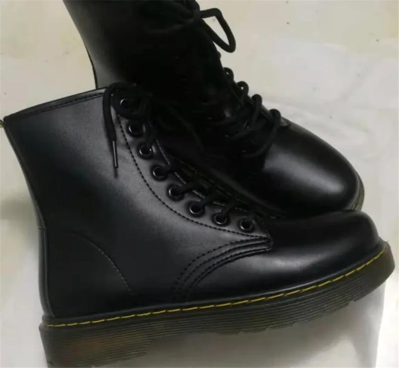 

British Style Women Autumn Winter Short Ankle PU Boots Student Black 3.5CM Heel Zip Cross-tied Laides Pumps Martin Booties Shoes