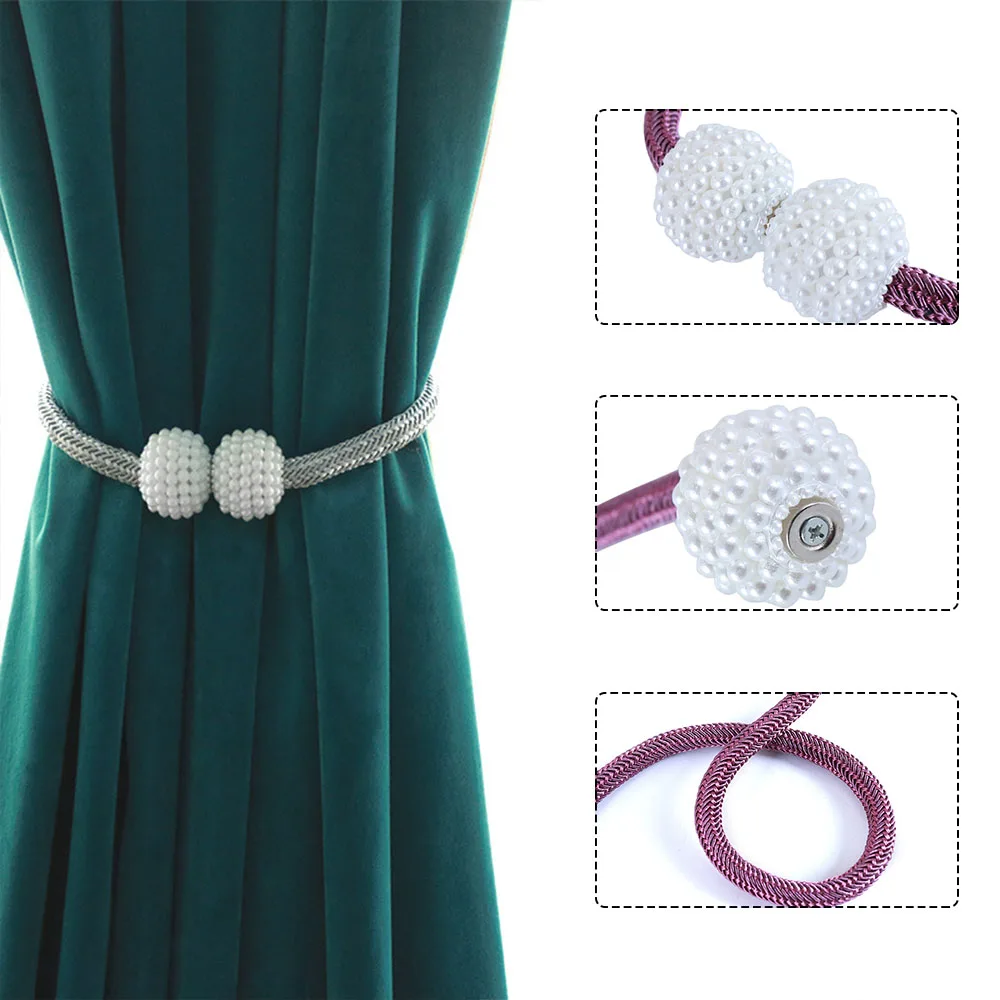 

Pearl Hanging Ball Curtain Decorative Accessories Magnet for Curtains 1Pc DIY Home Decoration Buckle Strap on Magnets Decor Hook