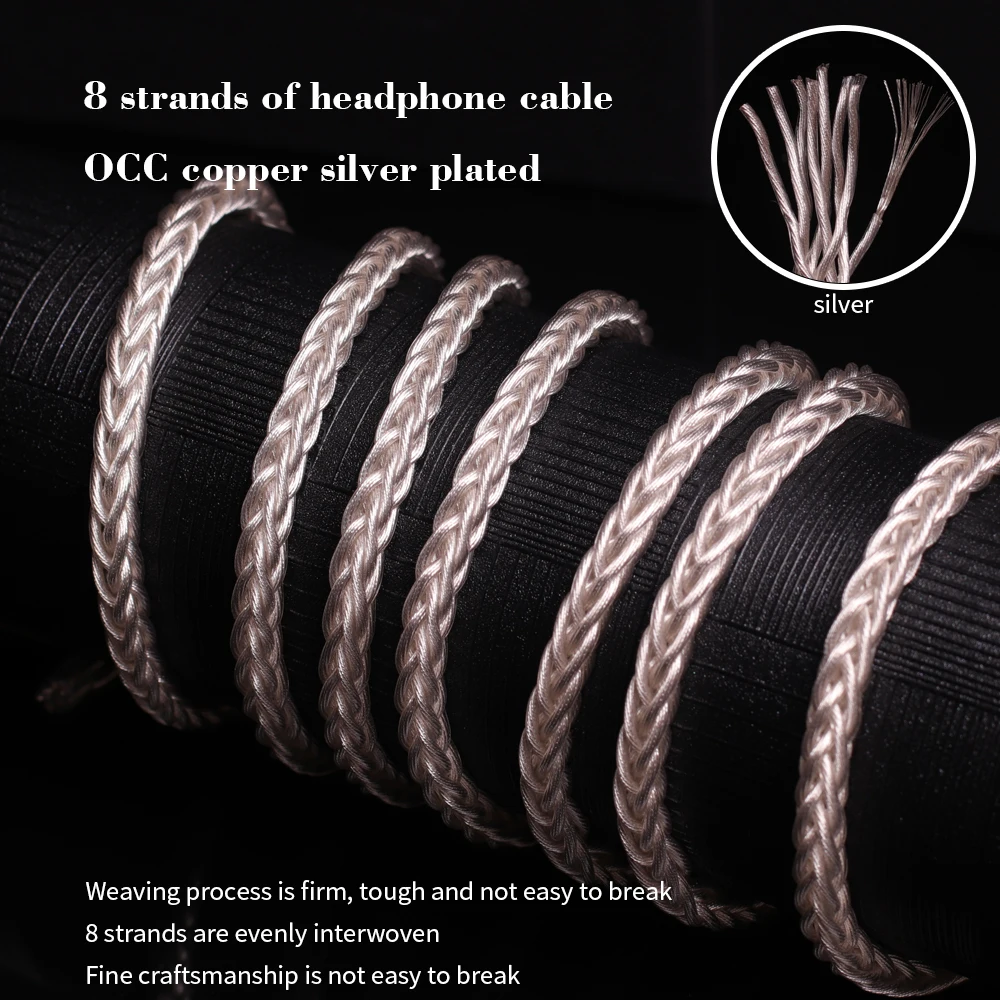 8-жильный плетеный провод для наушников 26AWG 7N OCC золотистый/серебристый 392 ядер 3 5 4