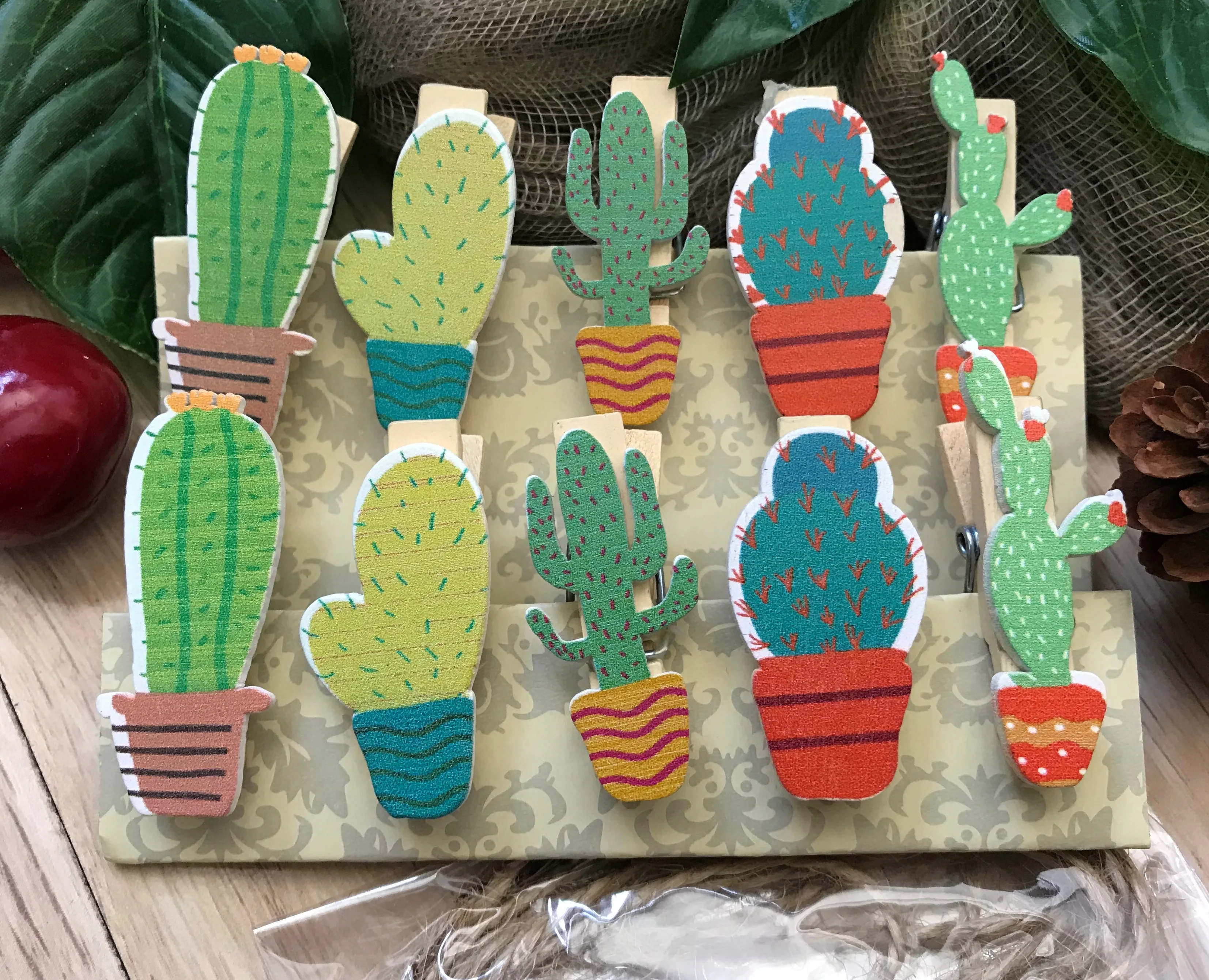 200 шт. натуральный кактус дерево Бумага зажимы фото деревянный колышек