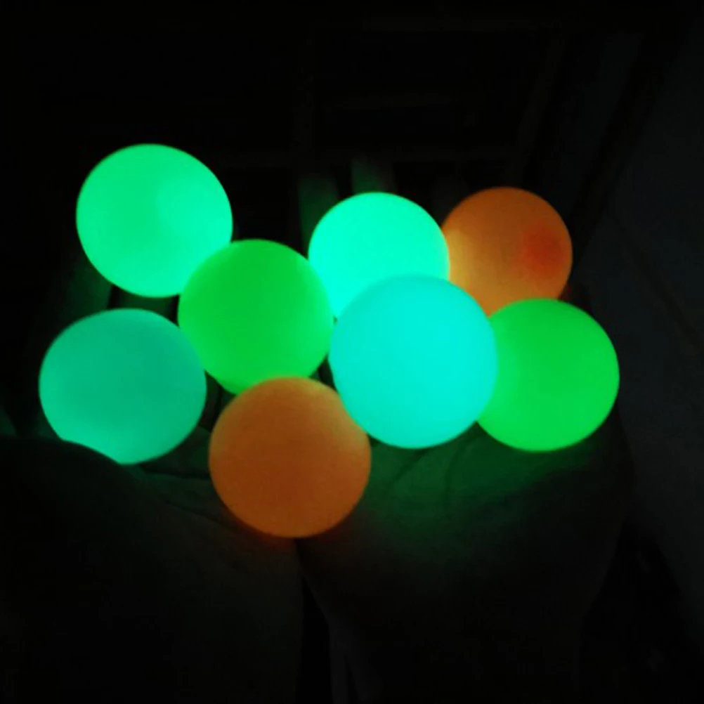 Bola de pared adhesiva luminosa para ni&ntilde;os y adultos, Bola de succi&oacute;n de pared, juguete de descompresi&oacute;n, 8 Uds.-0