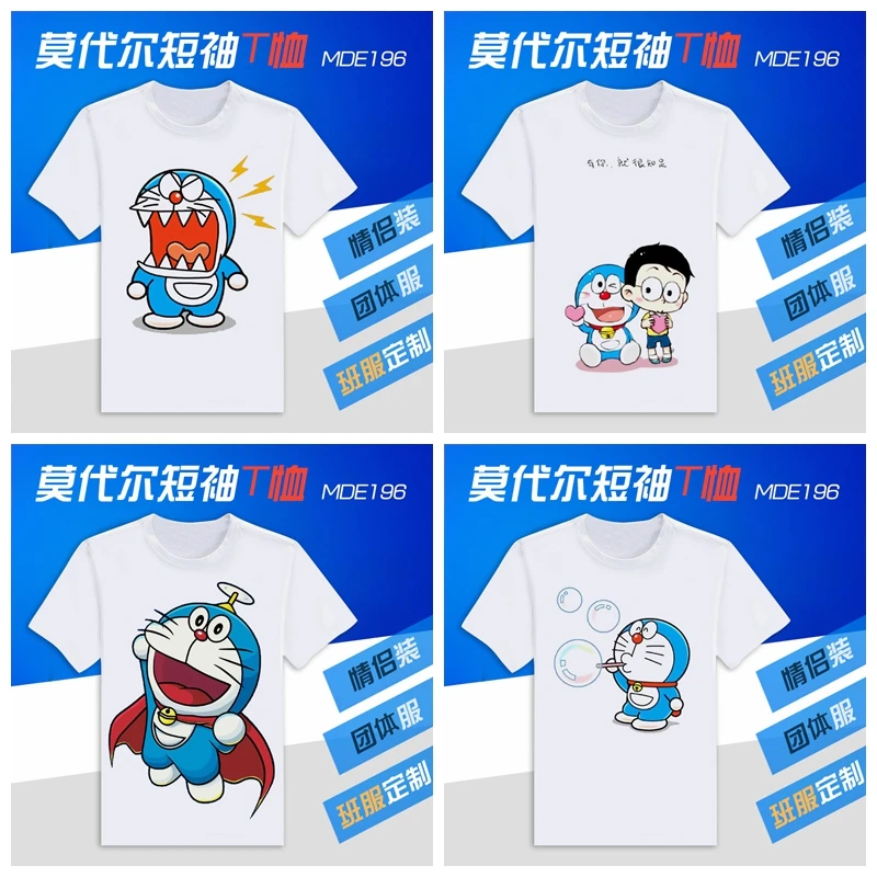 Модные Аниме футболки в стиле Дораэмон Повседневная рубашка летняя мультяшная