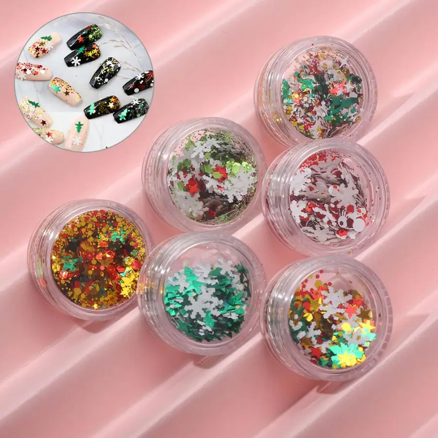 6 шт Блестки для нейл Арта (искусство украшения ногтей) звезда снежинка ногтей