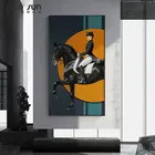 Современная Абстрактная живопись с изображением рыцаря, лошади, холст, постер с золотой печатью, настенные художественные картины для гостиной, коридора, Саудовский Декор для дома