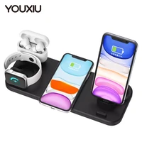 youxiu qi 6 in 1 wireless fast charger stand multi function charging holder for iphone 11 pro max xs for samsung iwatch airpods