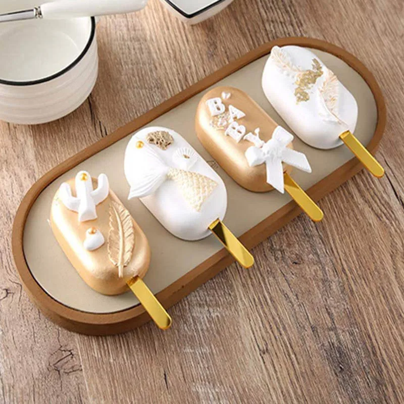 10 шт. палочки для мороженого акриловый Топпер торта Золотая зеркальная палочка