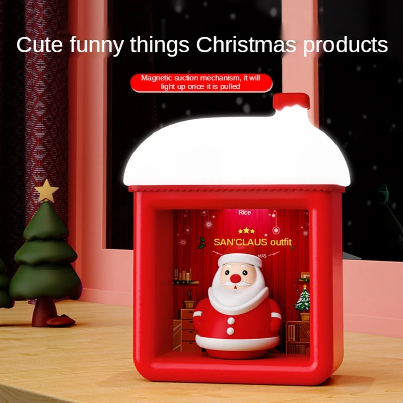 67JC Снежный дом светодиодная лампа милый Санта снеговик Китти USB Рождественский