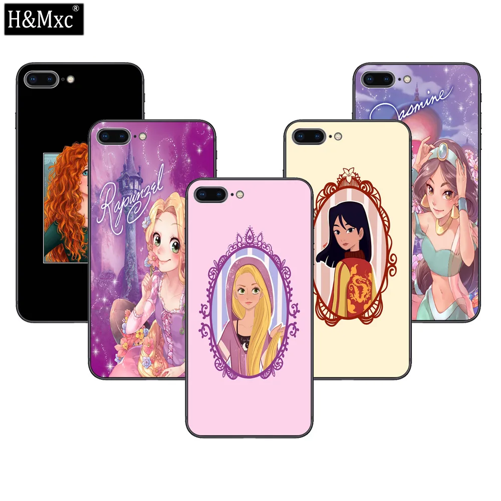 Красивые disney принцессы закаленное Стекло чехол для телефона Защита бампера iphone 8