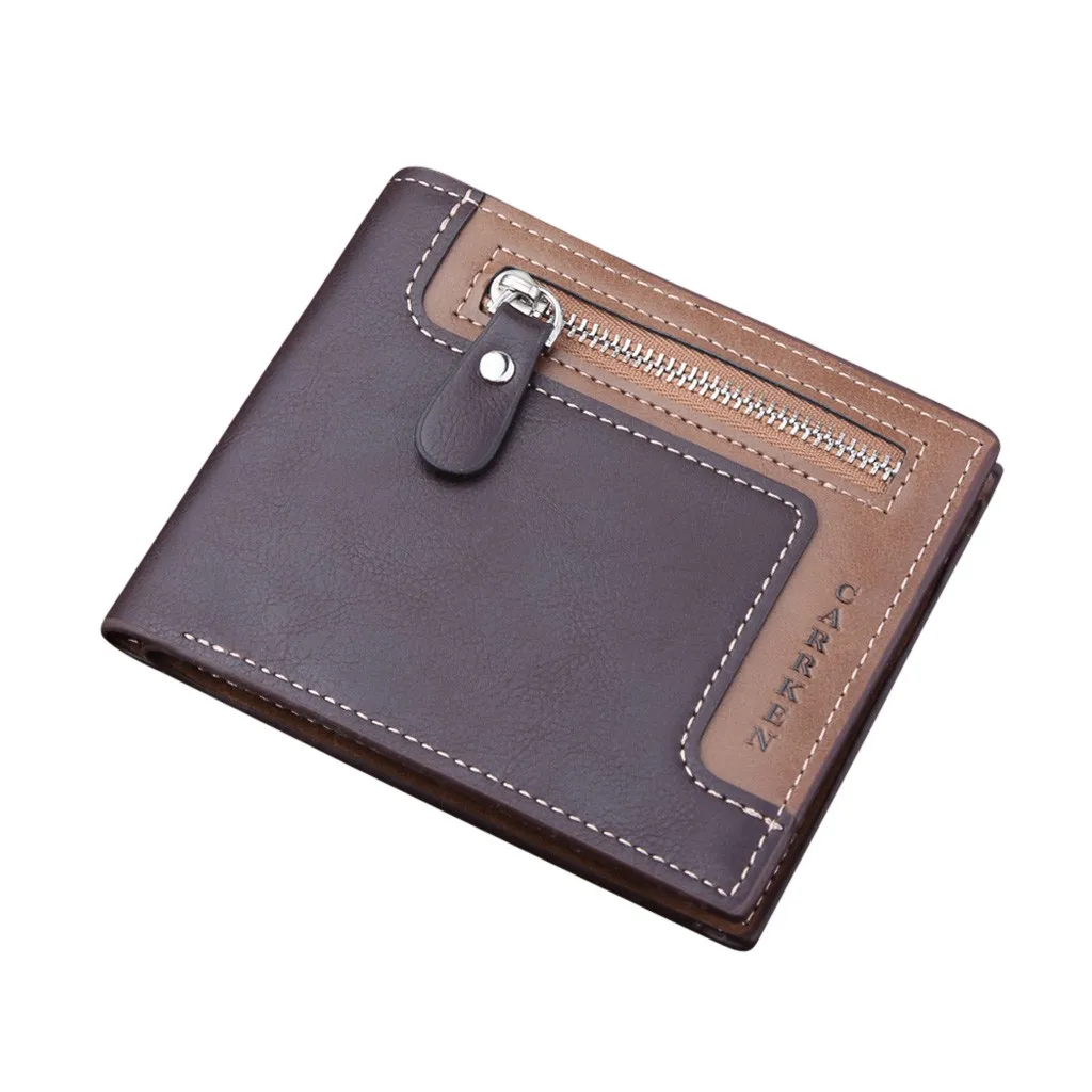 Мужской кошелек на каждый день простой короткий молнии мульти-карта Ретро стиль
